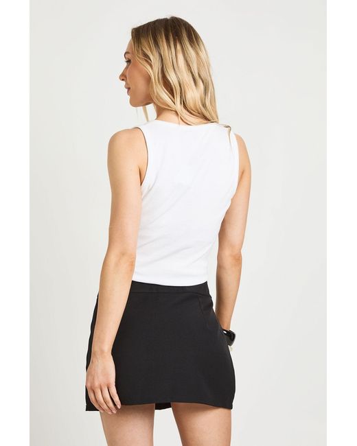 Boohoo White Petite Marl Pocket Detail Skort