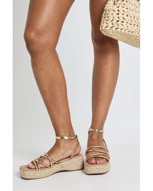Boohoo Metallic Strappy Flatform Wedges