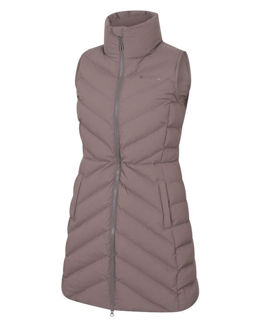 Mountain Warehouse Brown 'Anmore' Padded Long Gilet With Side Pockets Water Resistant Jacket