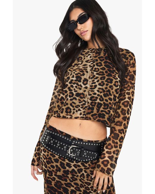 Boohoo Black Print High Neck Woven Crop Top