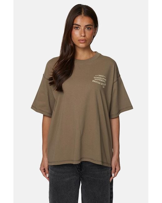 Good For Nothing Brown Oversized Graphic Tee