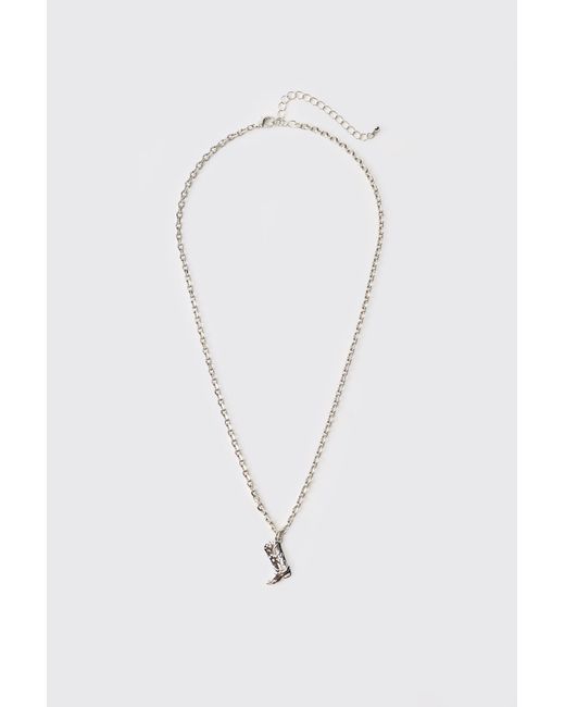 BoohooMAN Blue Cowboy Boot Necklace for men