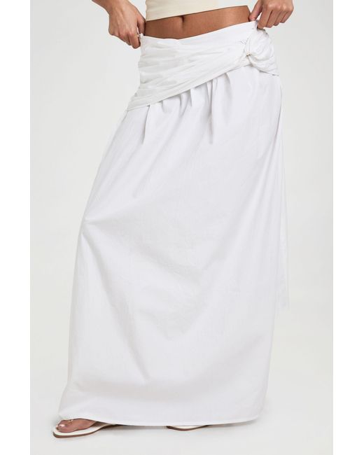 Boohoo White Poplin Wrap Maxi Skirt