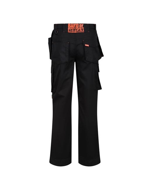 Regatta Black Bob Tool Pocket Solid Patterned Cargo Trousers for men