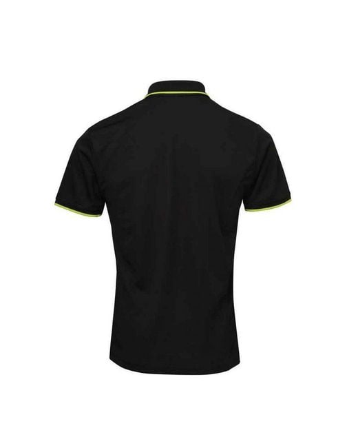 PREMIER Black Coolchecker Contrast Pique Polo Shirt /Lime) for men