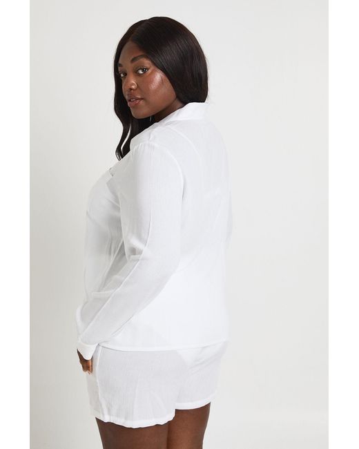 Boohoo White Plus Essentials Oversized Linen Look Shirt