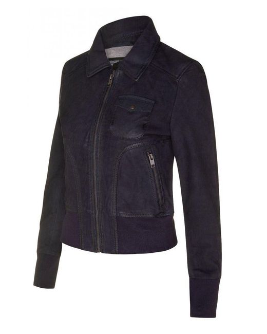 Infinity Leather Blue Ma-1 Varsity Bomber Jacket-Modbury