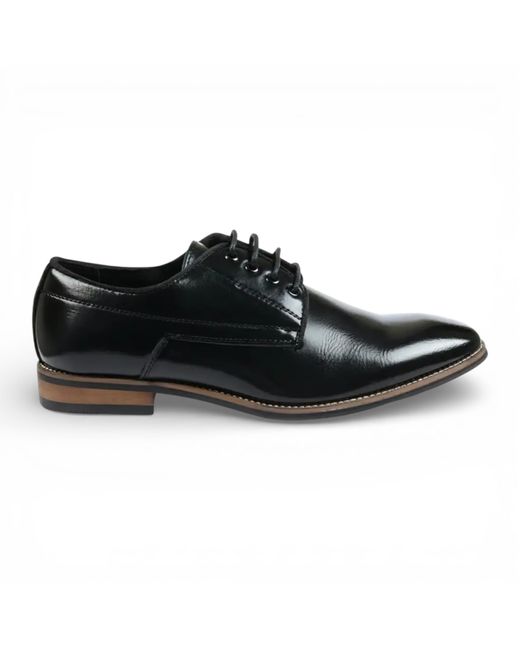 Infinity Leather Black Classic Plain Toe Lace-Up Derby Brogue Formal Shoes Faux Leather for men