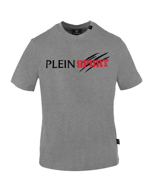 Philipp Plein Gray Scratched Logo T-Shirt Cotton for men