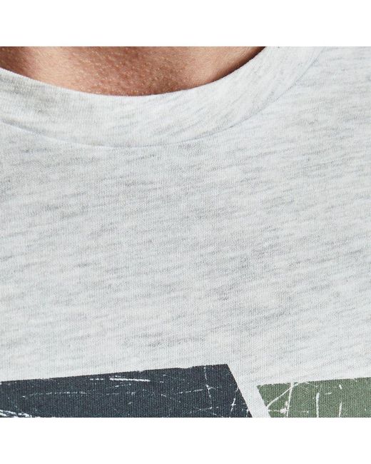 Jack & Jones White Jack&Jones Logo Casual T-Shirt Soft Cotton Crew Neck Short Sleeve for men