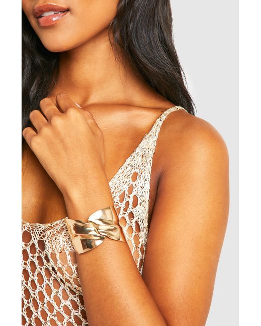 Boohoo Orange Chunky Hammered Bangle Zinc Alloy