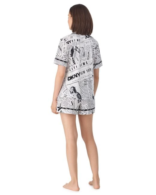 DKNY White Short Sleeve Notch Collar And Boxer Set