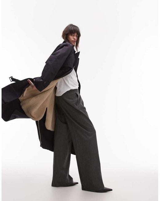 TOPSHOP Black 2In1 Borg Trench Coat