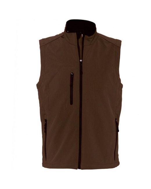 Sol's Brown Rallye Soft Shell Bodywarmer Jacket (Dark Chocolate) for men