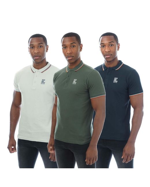 Duck and Cover Green 3 Pack Of Melports Polo Shirts for men