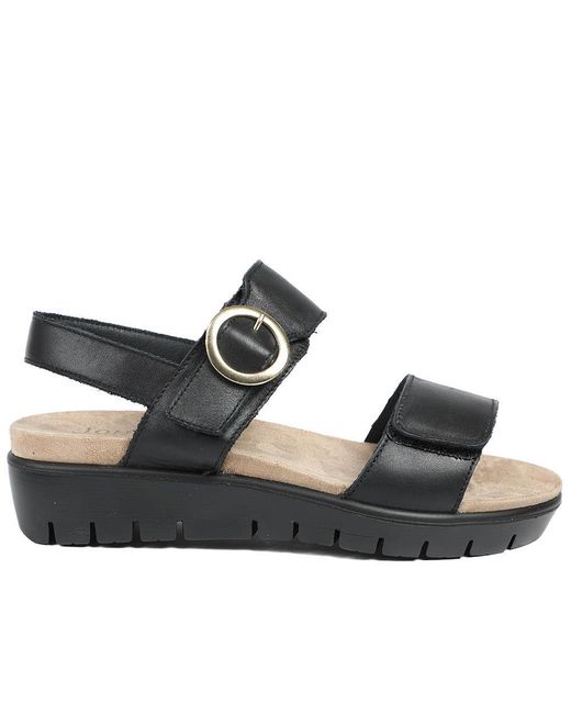 Jones Bootmaker Black Heloise Leather Wedge Sandals