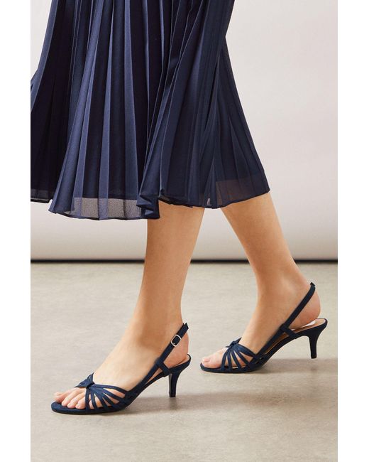 Wallis Blue Elara Faux Suede Knot Front Slingback Medium Heel Sandals
