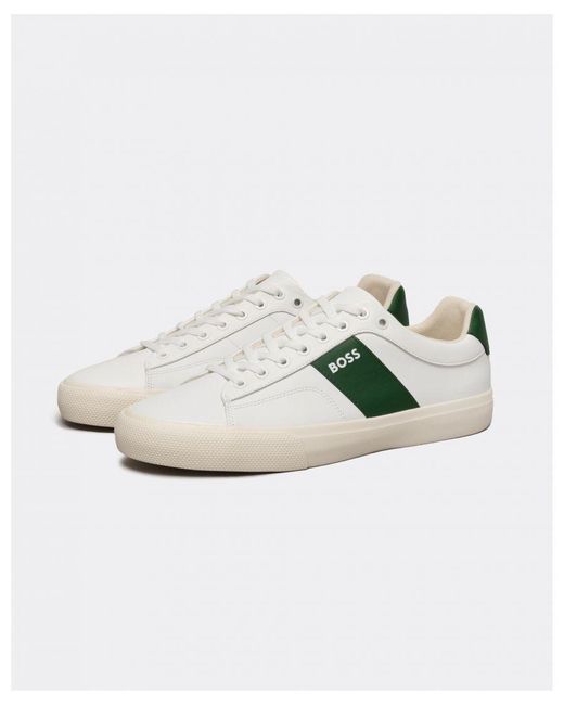 Boss White Boss Aiden Cupsole Trainers With Contrast Band for men