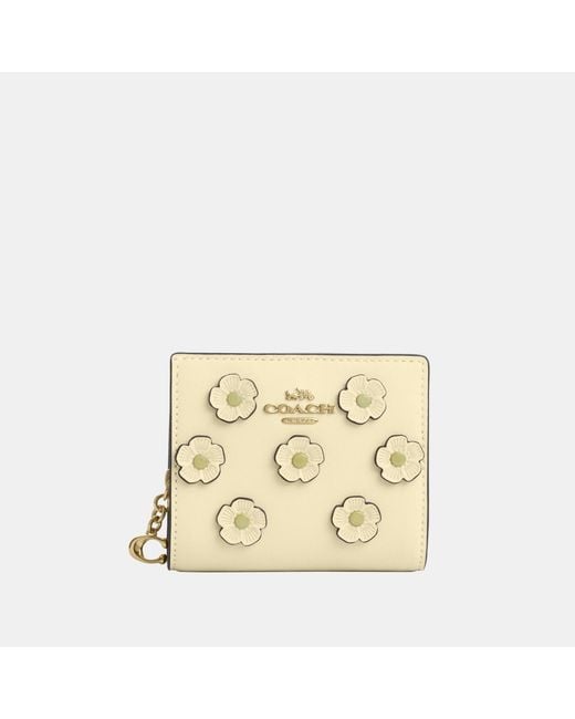 COACH Natural Snap Wallet With Floral Applique