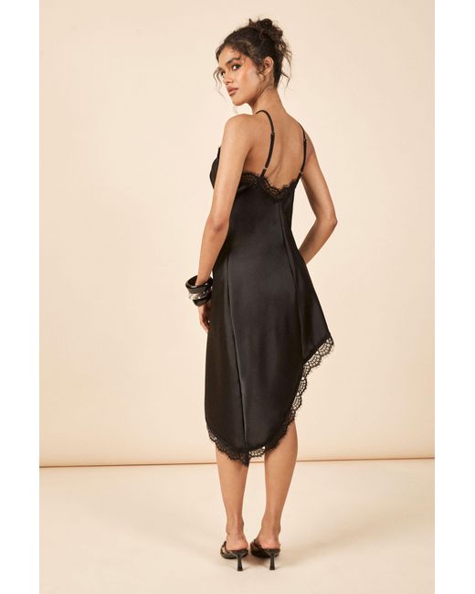 Boohoo Natural Textured Satin & Lace Halterneck Midi Dress
