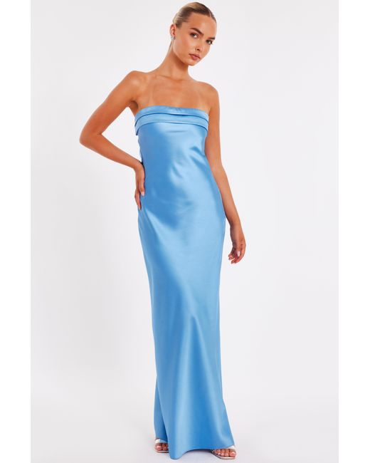 Quiz Blue Satin Bandeau Midaxi Dress
