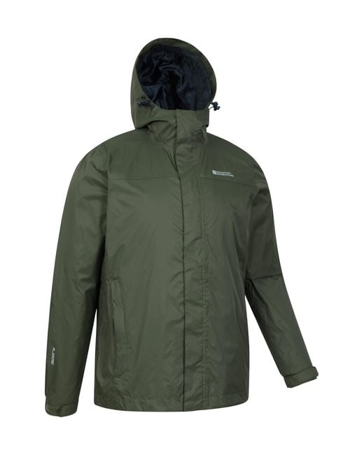 Mountain Warehouse Green 'Torrent' Rain Jacket With Zipped Pockets Waterproof Adjustable Hem for men