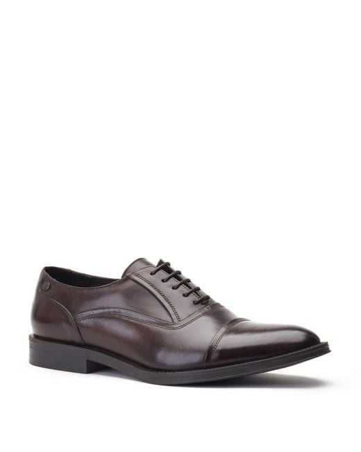 Base London Brown Wilson Waxy Leather Oxford Shoes for men