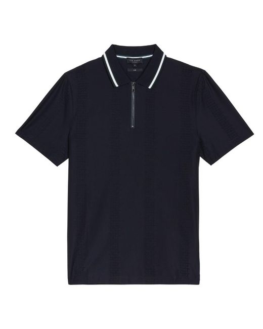 Ted Baker Blue Orbite Slim Fit Jacquard T Polo Shirt for men