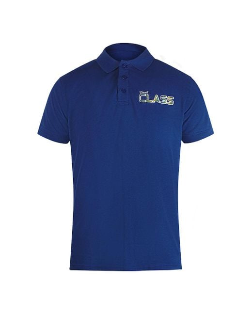 Roberto Cavalli Blue Vibrant Floral Logo Iris Polo Shirt Cotton for men