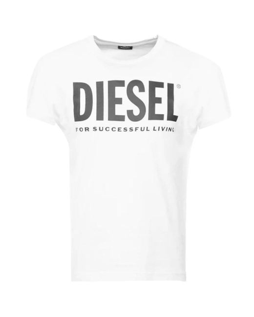 DIESEL White For Successful Living Logo T-Shirt Cotton for men