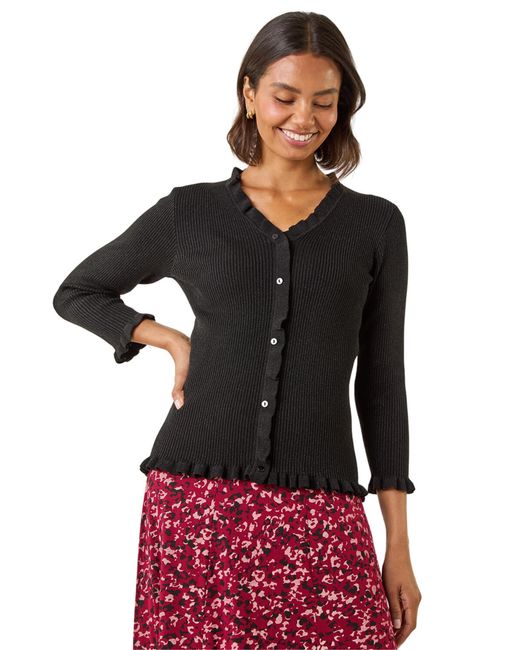 Roman Red V-Neck Ruffle Knit