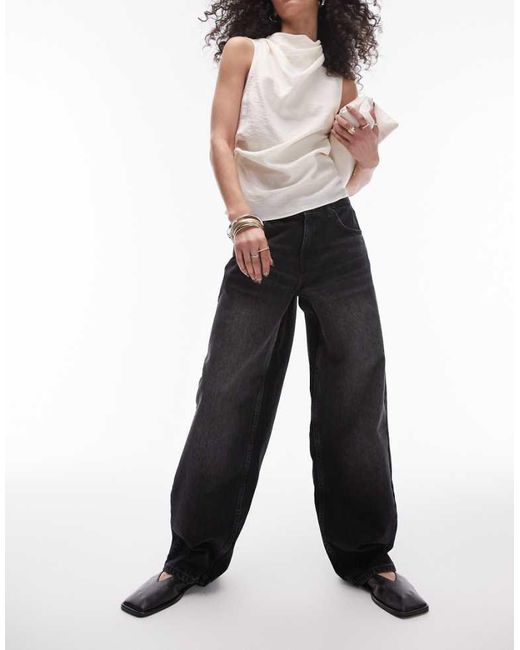TOPSHOP Brown Cinch Low Rise Relaxed Jean