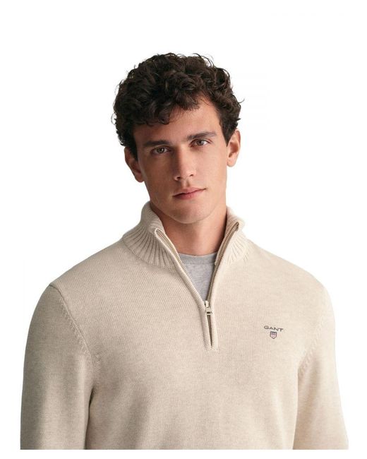Gant | Sweatshirt Met Halve Rits in het Natural voor heren
