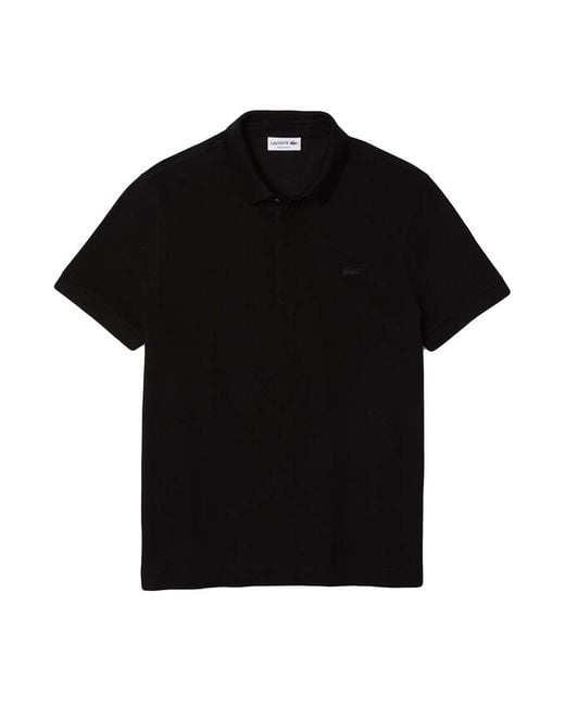 Lacoste Black Regular Fit Paris Stretch Pique Polo Short Sleeve Pullover, Cotton/Pique/Elastane for men