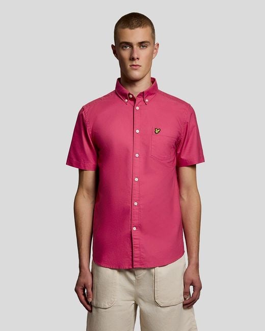Lyle & Scott Red Short Sleeve Oxford Shirt for men