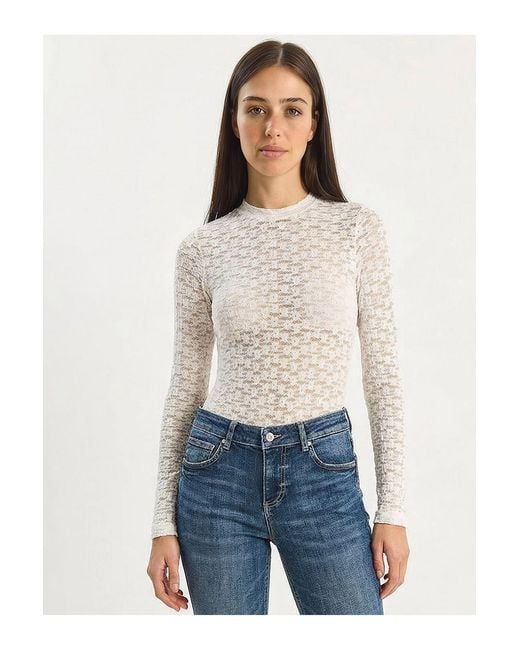 Bianco Lucci White Elastane Blouse