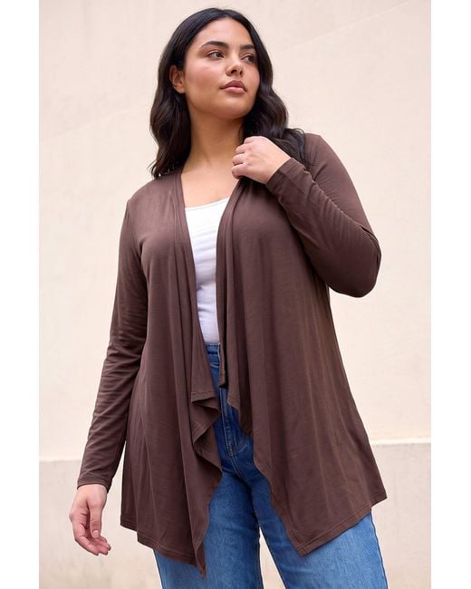 Roman Purple Curve Waterfall Front Jersey Cardigan