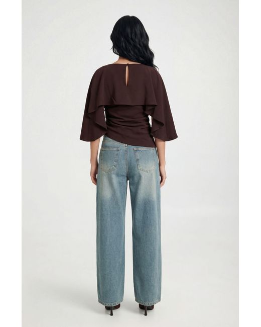 Boohoo Blue Cape Overlay Top