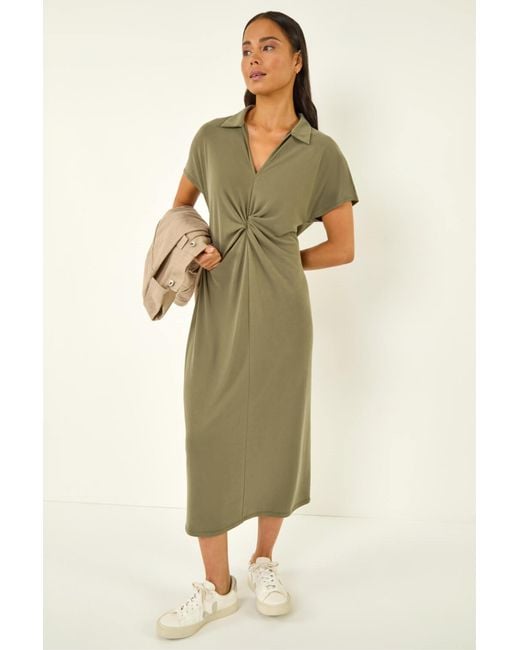 Roman Green Petite Twist Waist Midi Dress