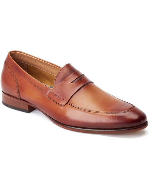 Base London Brown Bruno Leather Burnt Loafers for men