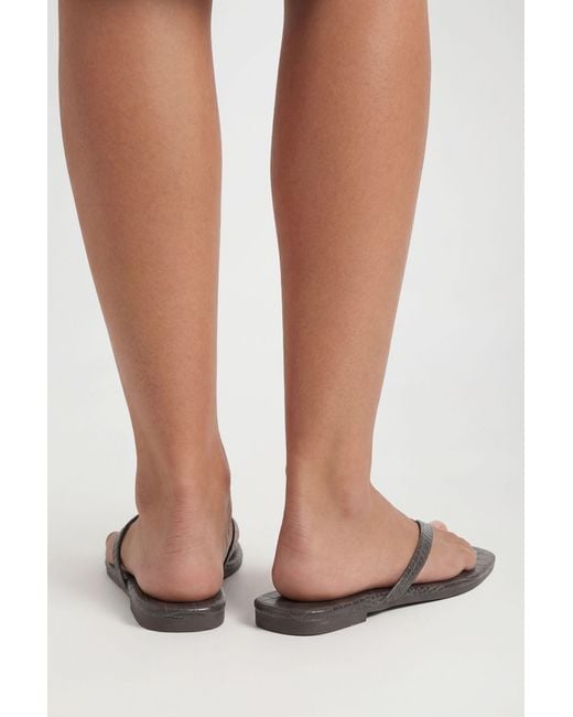 Boohoo Brown Square Toe Croc Flip Flops