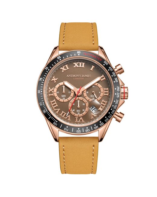 Anthony James Brown Hand Assembled Tachymeter Turbo Leather for men