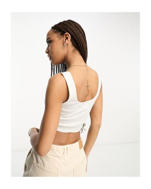 ASOS Crop Knitted Top With Scoop Neck in White Lyst UK