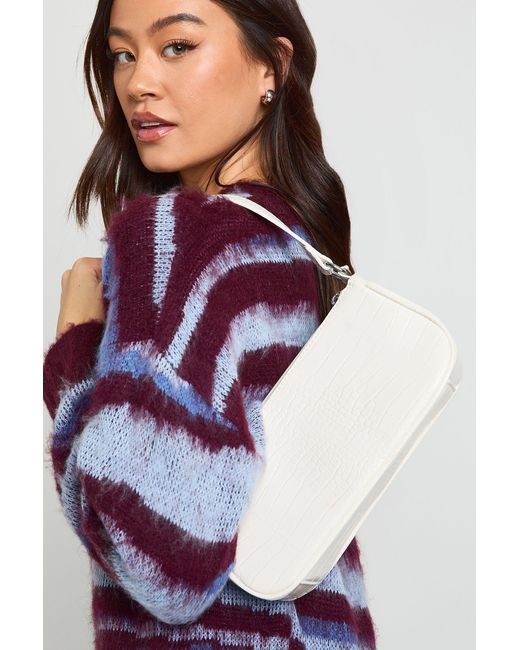 Boohoo Purple Croc Detail Shoulder Bag
