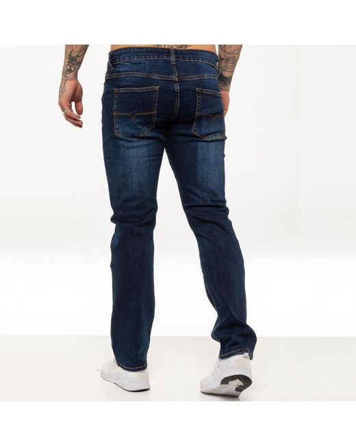 Kruze By Enzo Blue Straight Leg Stretch Jeans for men