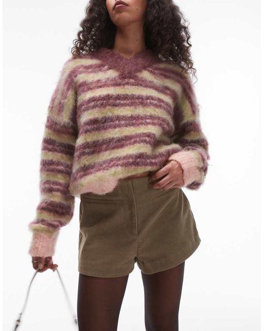 TOPSHOP Natural Knicker Style Cord Mini Short