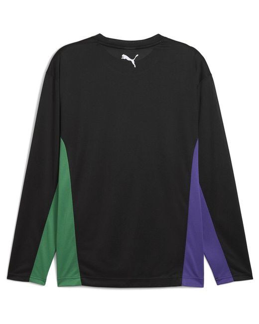 PUMA Black Hoopaverse Shooting Long Sleeve Performance Gym Top for men