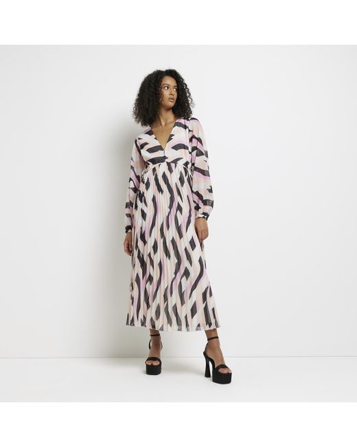 River Island White Maxi Dress Print Long Sleeve