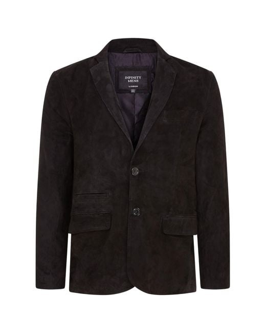 Infinity Leather Black Italian Suede Blazer Jacket for men