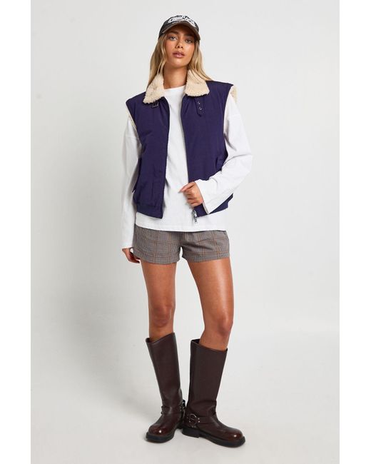 Boohoo Blue Faux Fur Lined Gilet